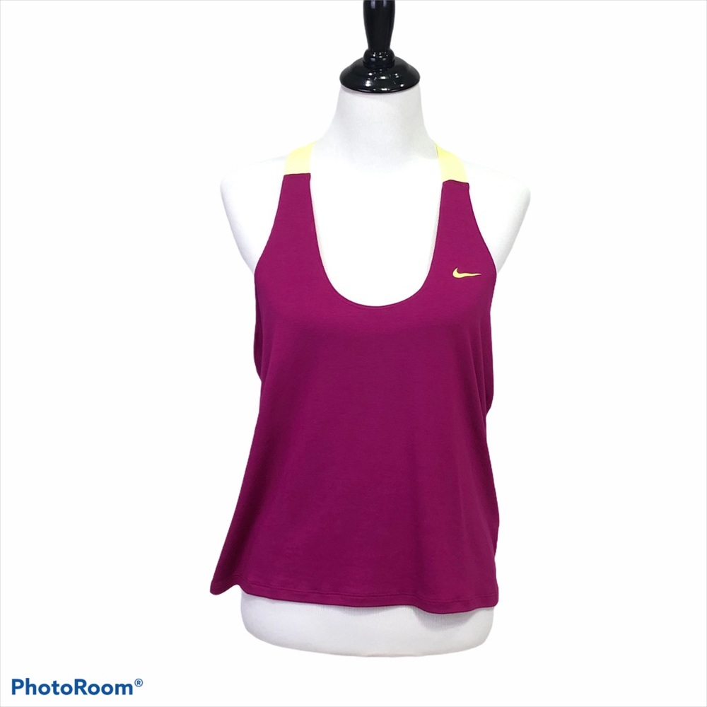 Nike T strap loose fit magenta & neon yellow tank